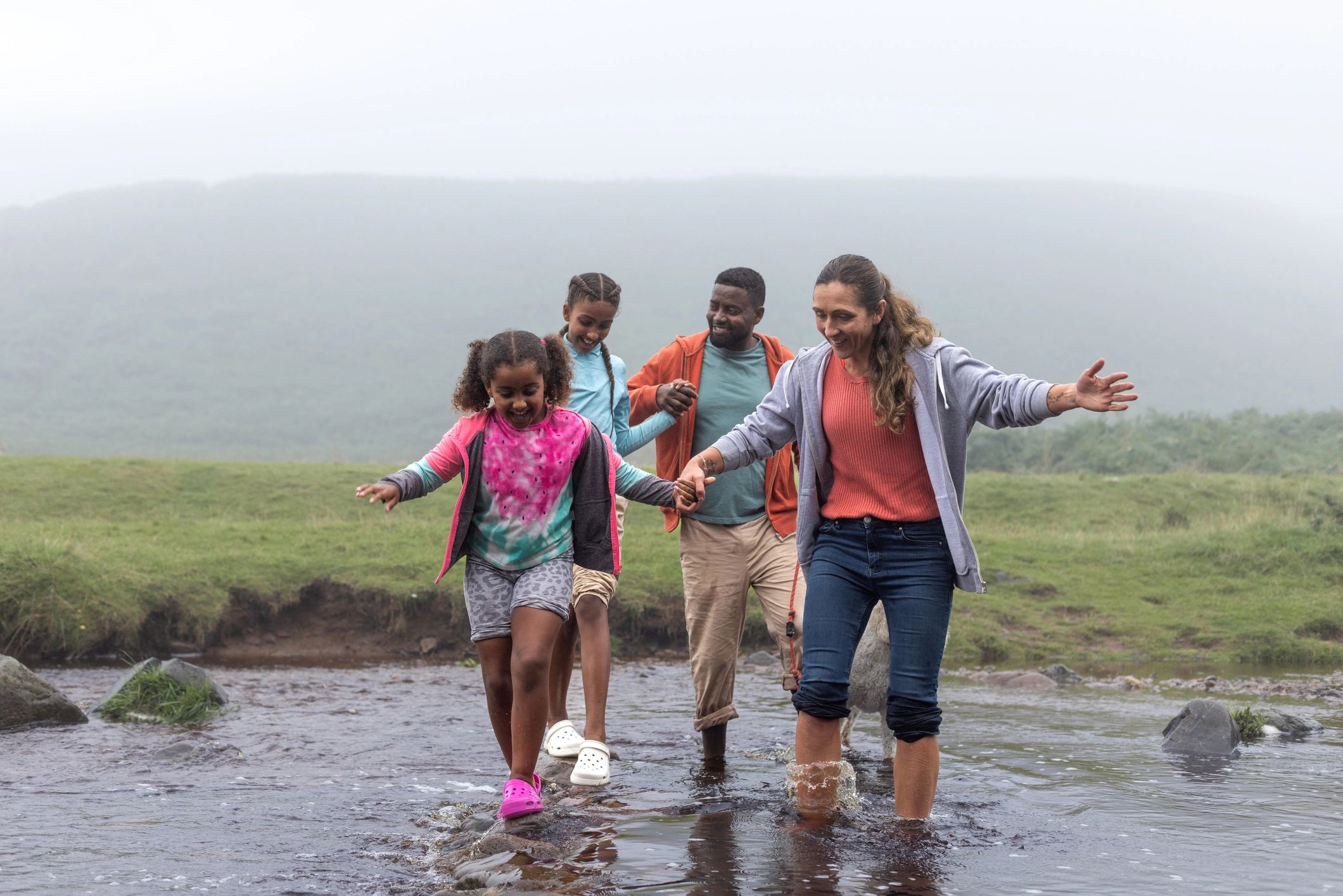 Family enjoying an outdoor travel adventure together